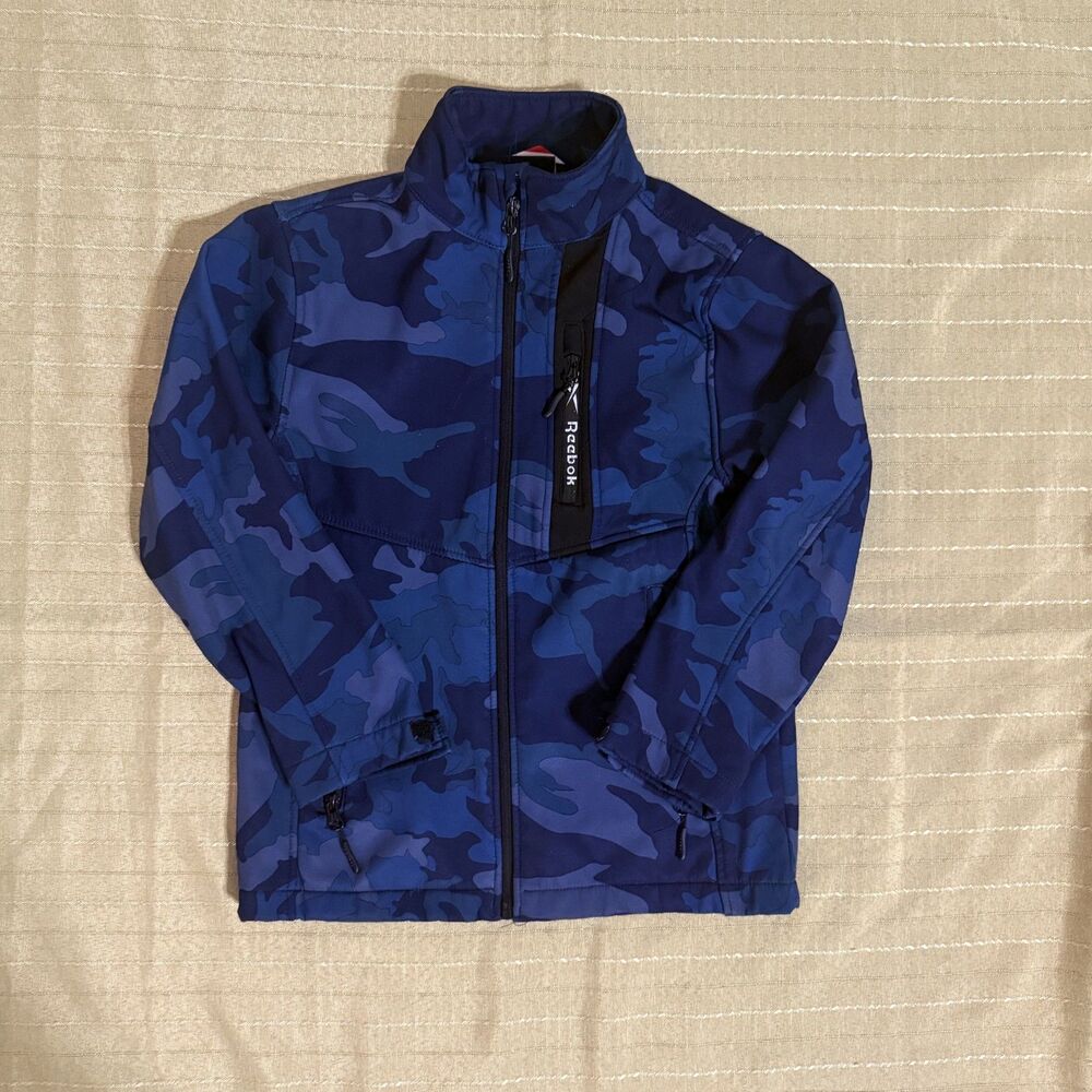 Reebok Boys Camo Hoodie Blue Size 8 Great Condition Pullover Sweatshirt